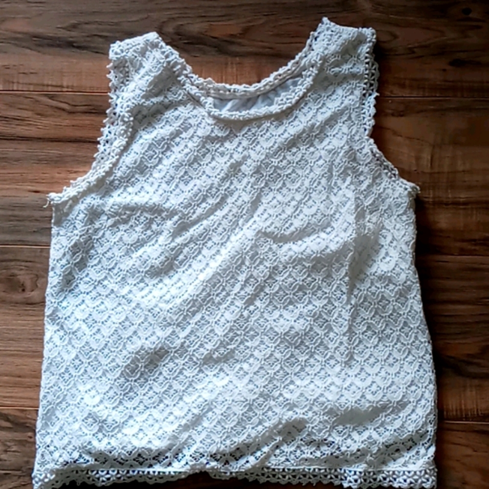 Cream crochet lace top